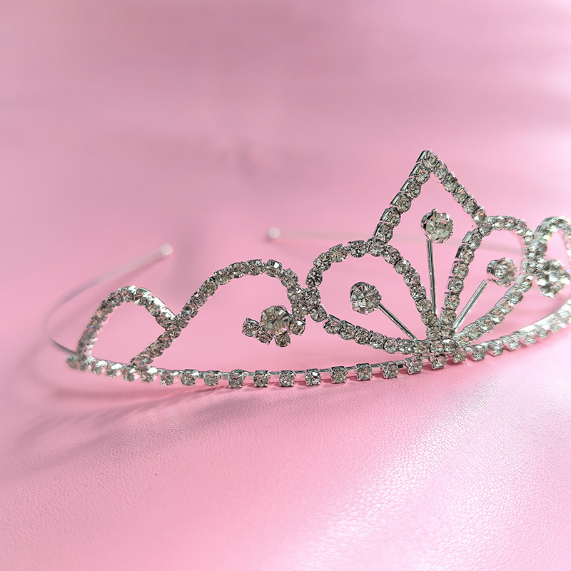 Women Knight Accessories - Srebrna Korona Ślubna z Cyrkoniami Luksusowa