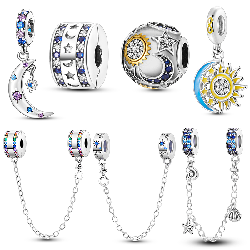 Women Accessories Pandora - Srebrne księżycowe gwiazdy, wiszące charmsy, koraliki