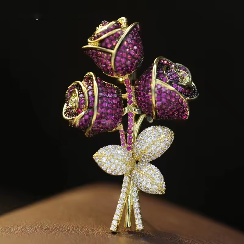 Women Accessories Bouquet - OKILY Luksusowa sztuczna róża z korundu