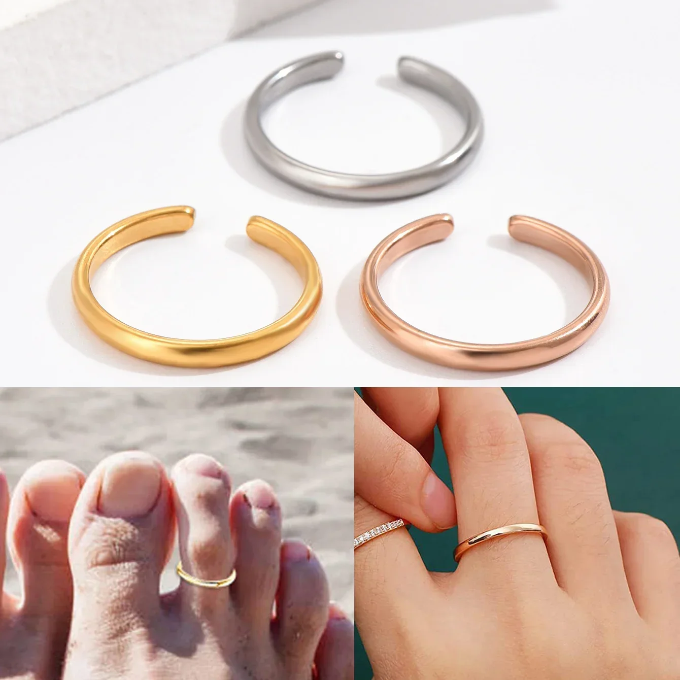 Ring Set Adjustable - 1 szt. Pierścionki na palce dla