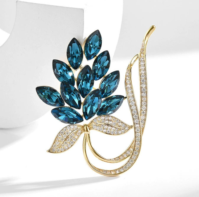 Women Accessories Bouquet - Modne broszki z kryształkami i kwiatami