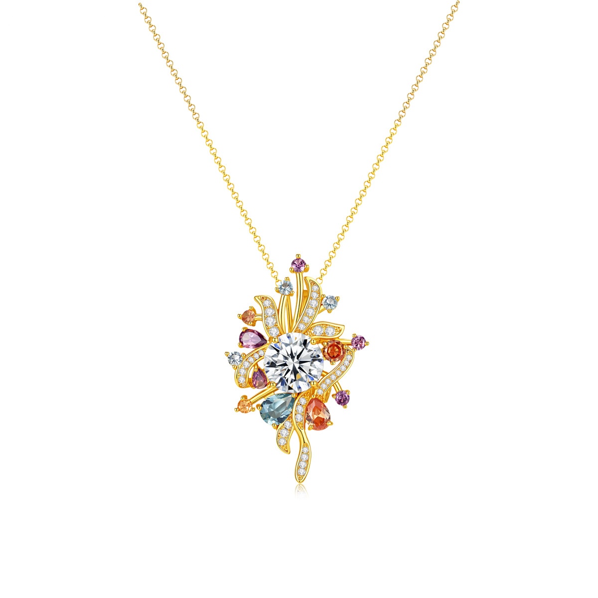 Women Accessories Bouquet - Fxlry Damski Naszyjnik z Cyrkoniami w